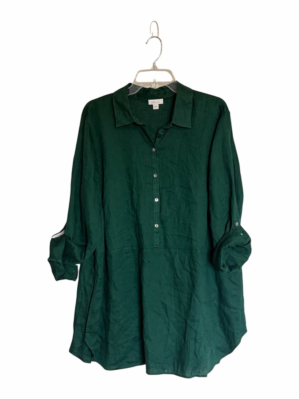 J. Jill Love Linen Tab Sleeve Popover Tunic Top Size XL